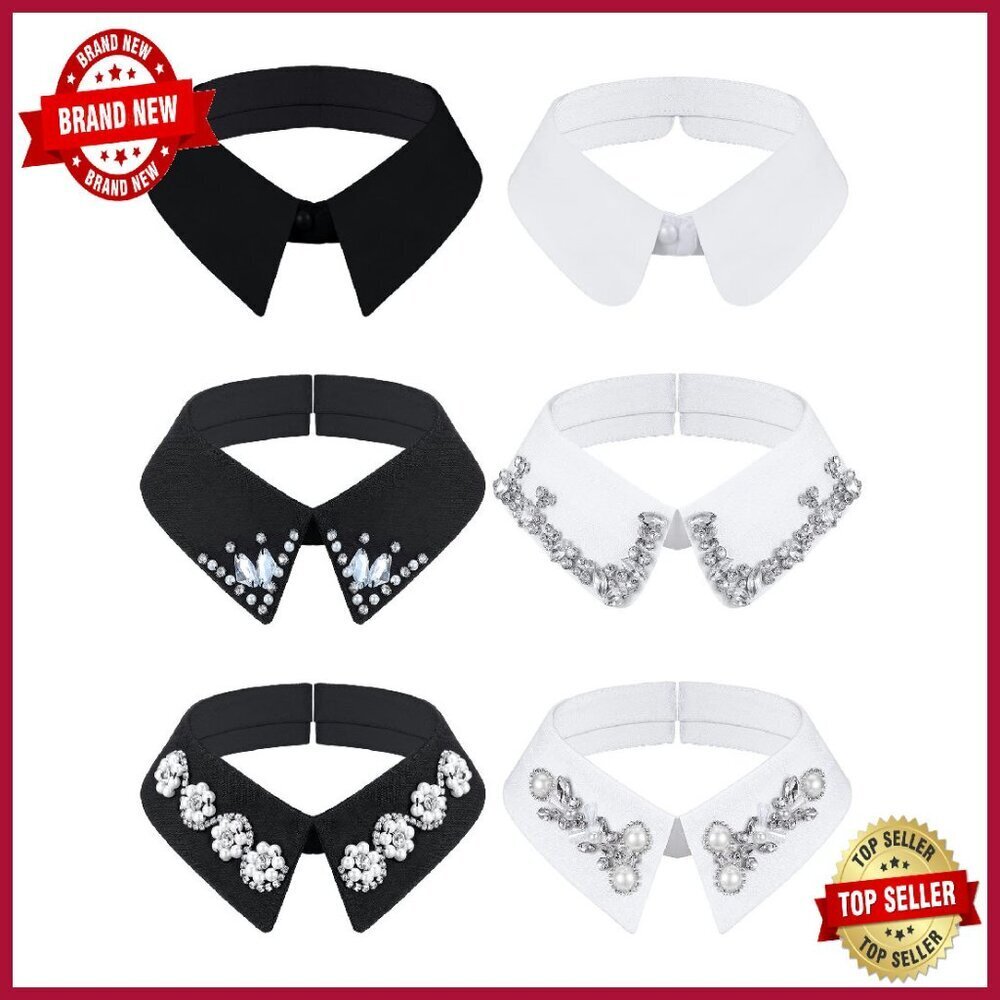 6-Piece Detachable Rhinestone Faux Collar Set for Women, One Size - Picture 1 of 8